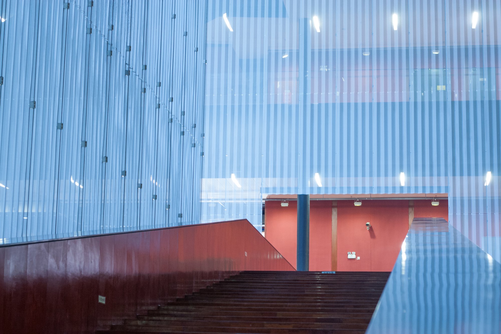 staircase and glass wall